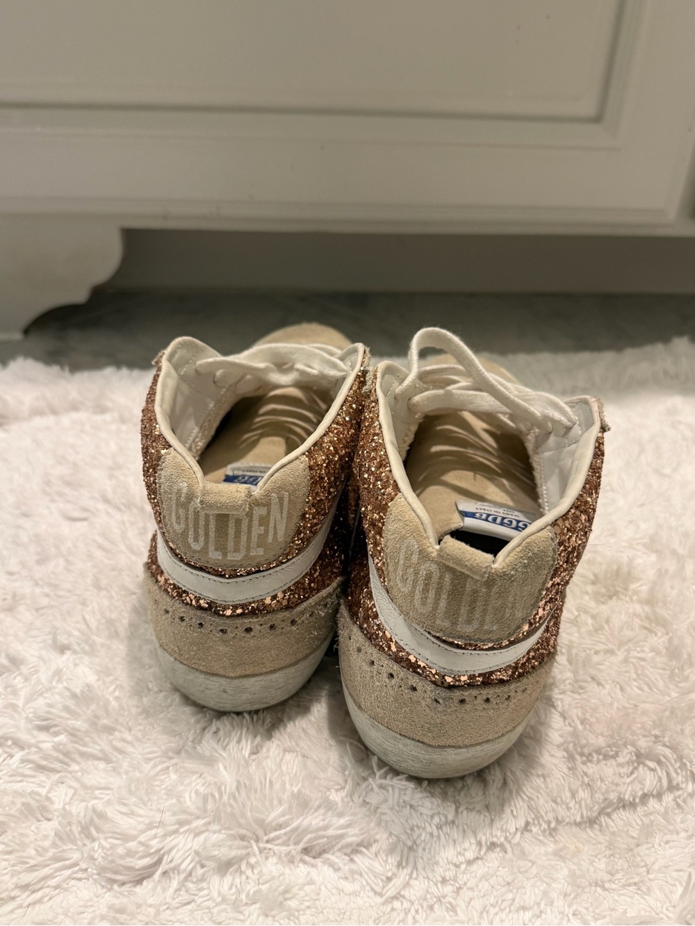 Authentic Golden Goose Rose Gold Glitter Mid-Top Sneakers - Picture 9 of 12